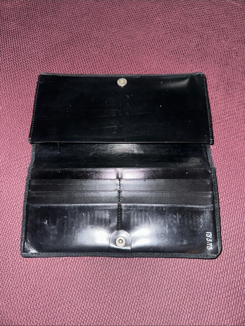 Gucci Black Suede & Leather Long Flap Wallet - Picture 3 of 3